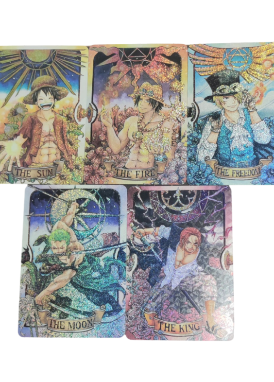 5Pcs/set One Piece Luffy With Friends Colorful Flash Game Playing Card