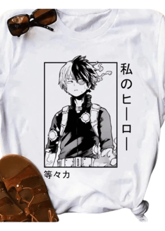 Anime My Hero Academia Shoto Todoroki White T-Shirt