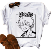 Anime My Hero Academia Katsuki Bakugo White T-Shirt