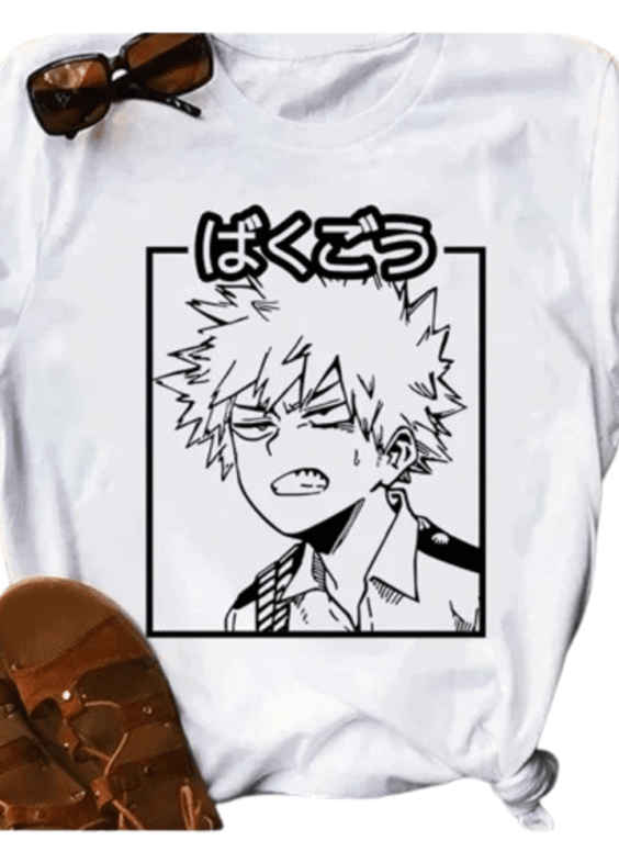 Anime My Hero Academia Katsuki Bakugo White T-Shirt