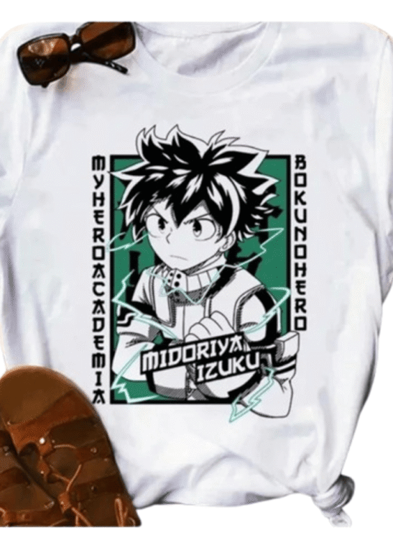 Anime My Hero Academia Izuku Midoriya White T-Shirt