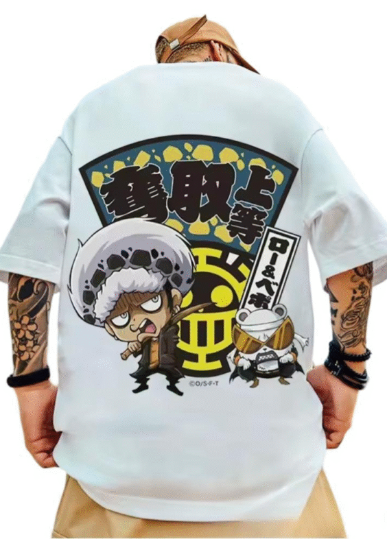 Anime One Piece Trafalgar D. Water Law Loose Outfit T-Shirt
