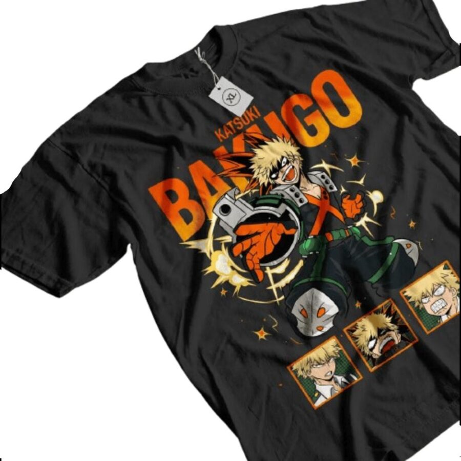 Anime My Hero Academia Katsuki Bakugo Printed T-Shirt Anime My Hero Academia Katsuki Bakugo Printed T-Shirt