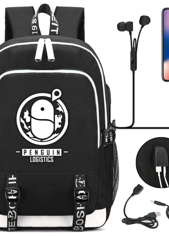 Anime Arknights Penguin Logistics USB Charging Backpack