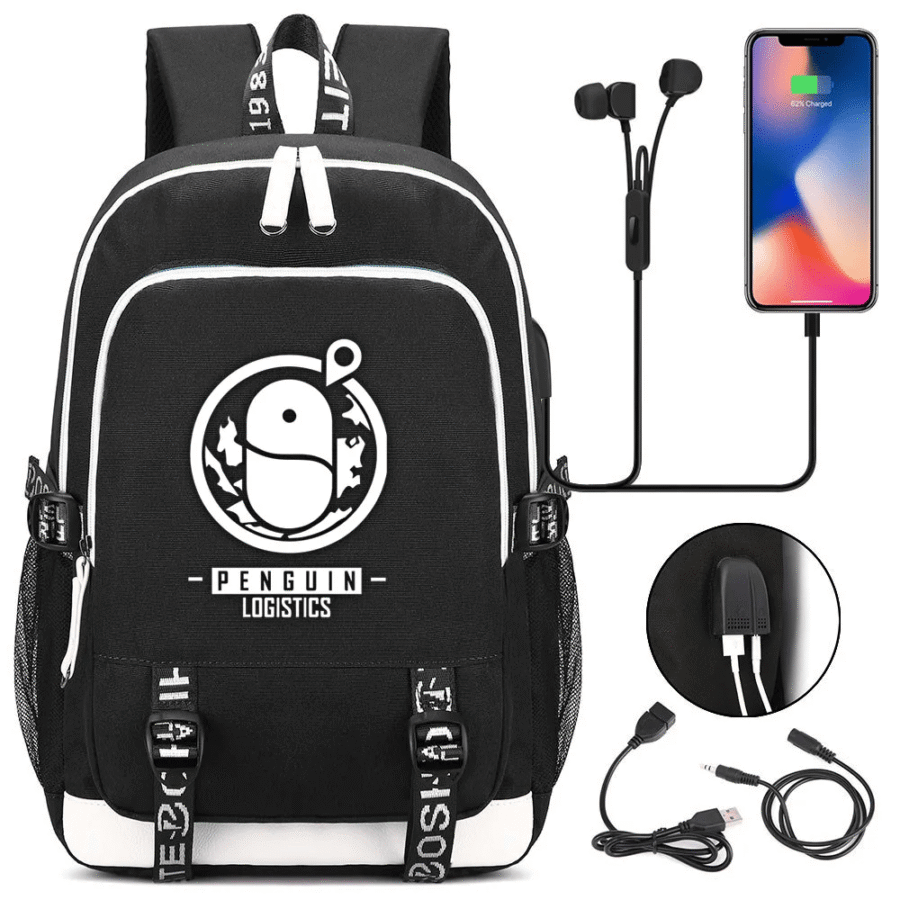 Anime Arknights Penguin Logistics USB Charging Backpack Anime Arknights Penguin Logistics USB Charging Backpack