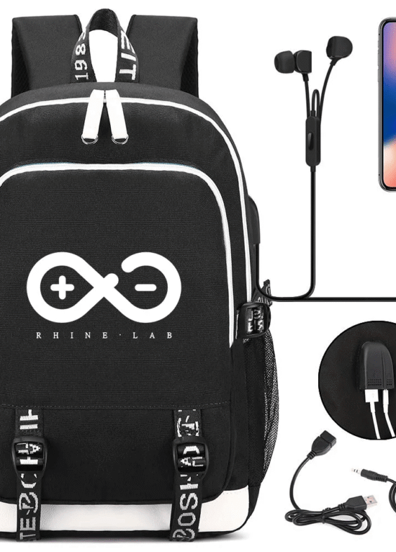 Anime Arknights Rhine Lab Printed USB Charging Backpack