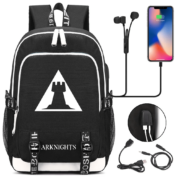 Anime Arknights Rhodes Island Symbol Printed USB Charging Backpack