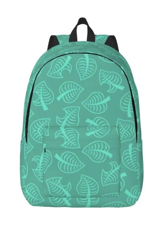 Anime Animal Crossing Green Leaf Pattern Backpack