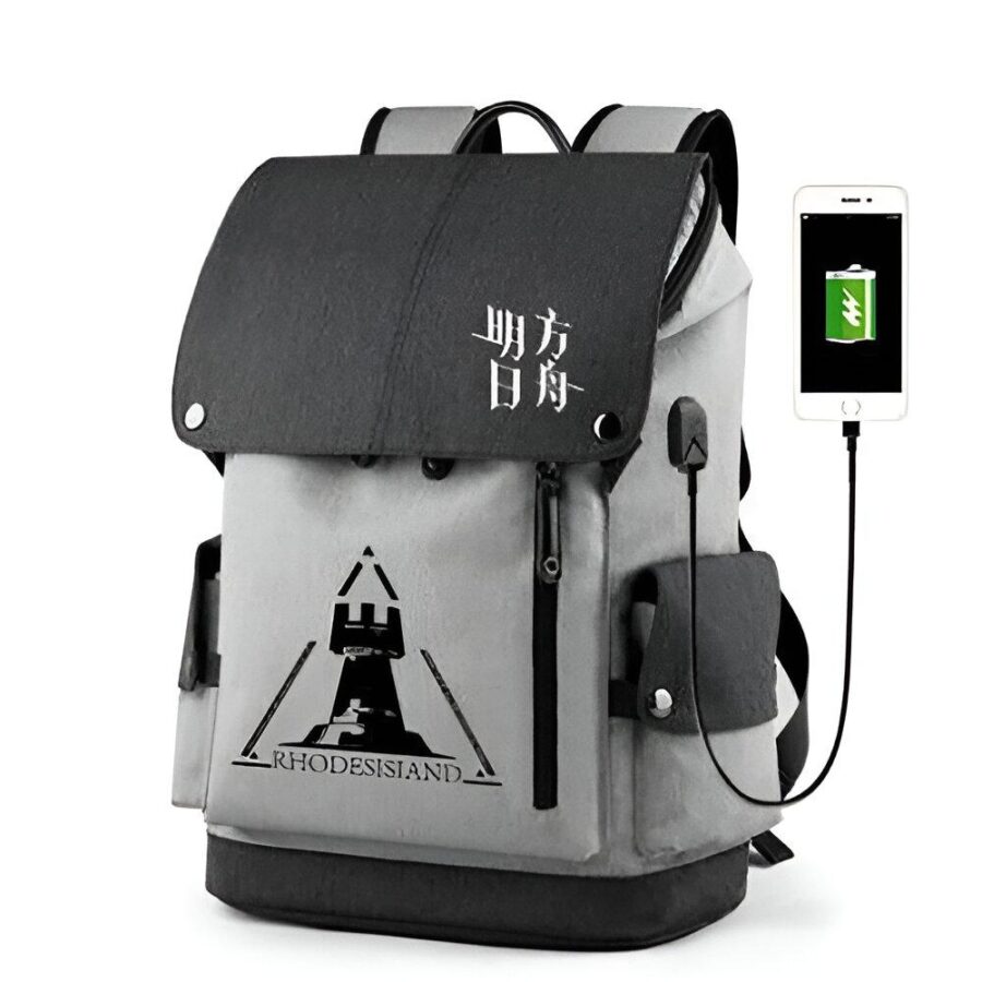Anime Arknights Rhodes Island USB Port Backpack Anime Arknights Rhodes Island USB Port Backpack
