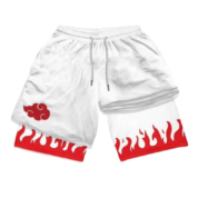 Naruto Red Cloud Anime Polyester Gym Shorts
