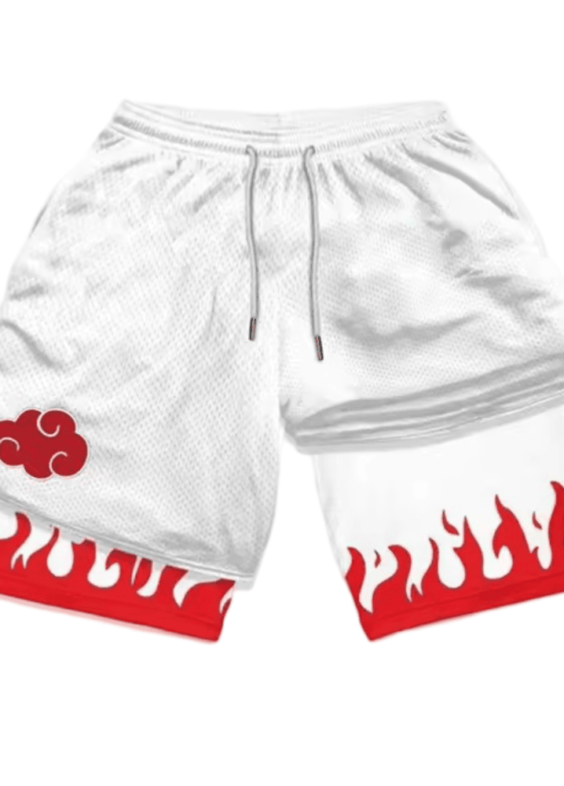 Naruto Red Cloud Anime Polyester Gym Shorts