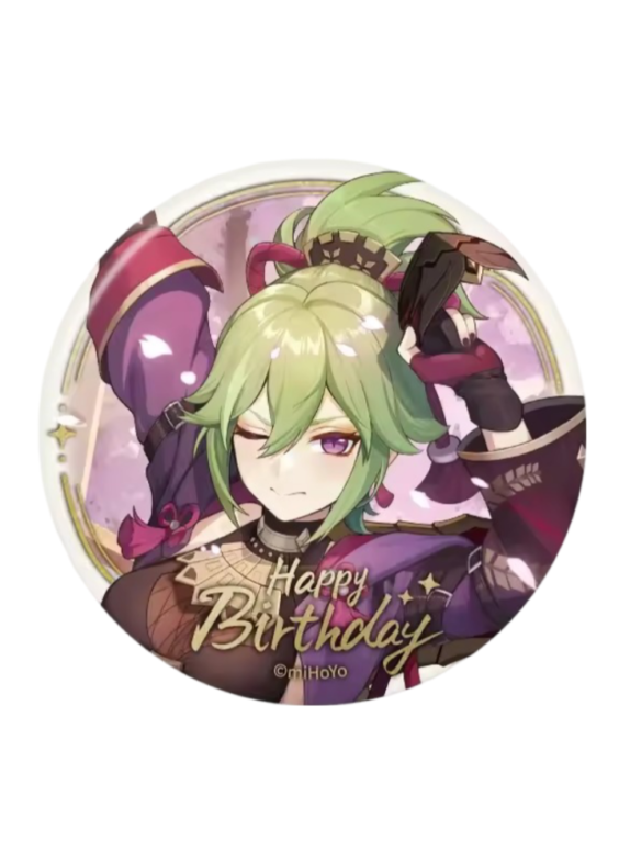 Anime Genshin Impact Kuki Shinobu Happy Birthday Badge