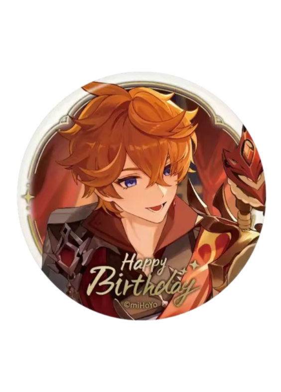 Anime Genshin Impact Tartaglia Happy Birthday Badge