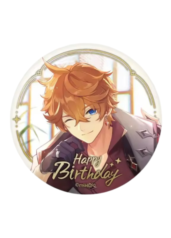 Anime Genshin Impact Tartaglia Happy Birthday Print Badge