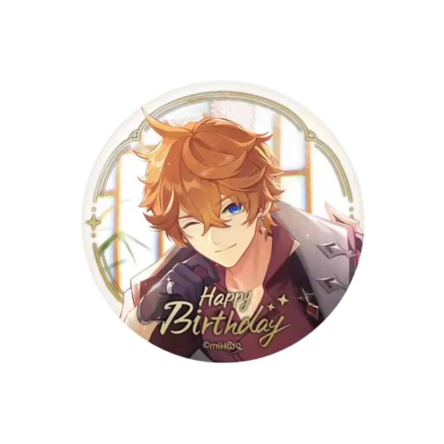 Anime Genshin Impact Tartaglia Happy Birthday Print Badge