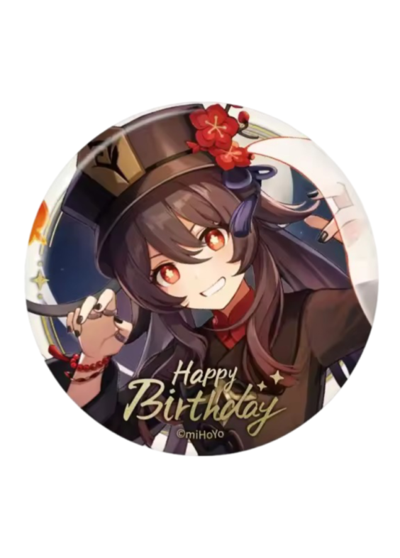 Anime Genshin Impact Hu Tao Happy Birthday Badge