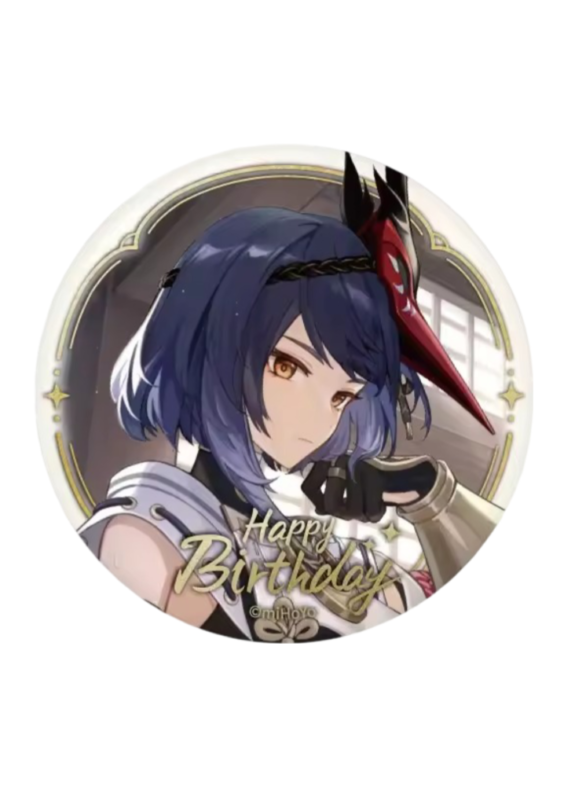 Anime Genshin Impact Kujou Sara Happy Birthday Badge