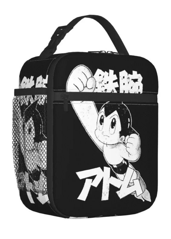 Anime Astro Boy Insulated Black Lunch Bag