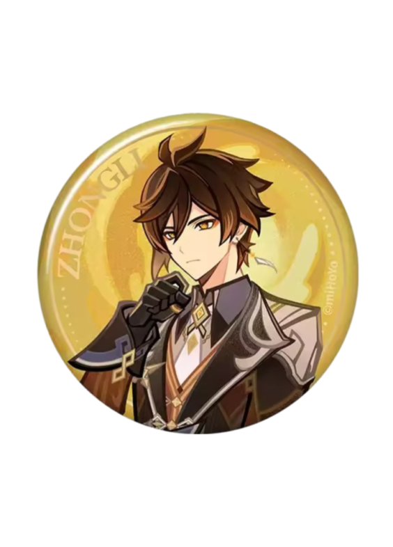 Anime Genshin Impact Zhongli Tinplate Badge