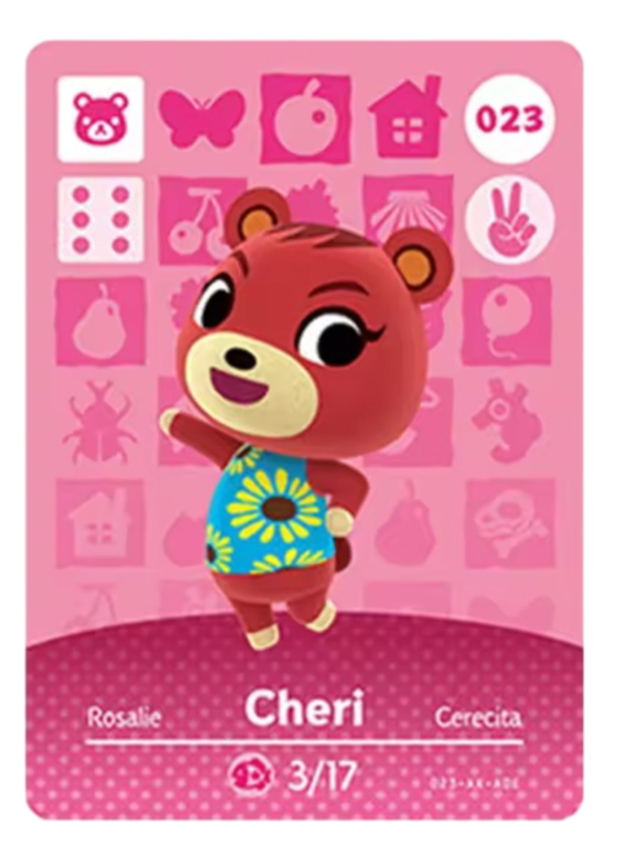 Anime Animal Crossing Cheri Amiibo Card