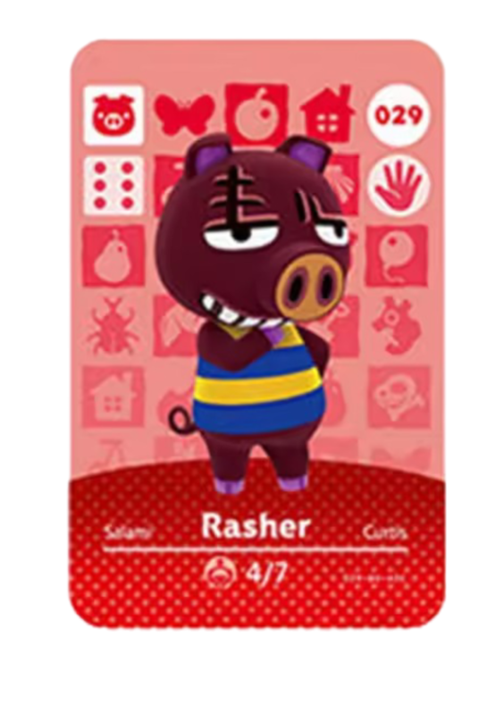 Anime Animal Crossing Rasher Amiibo Card