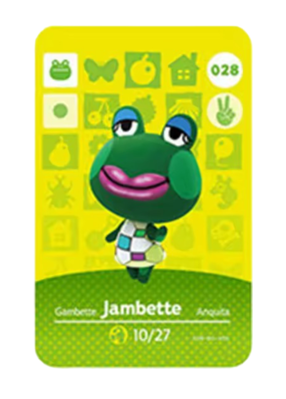 Anime Animal Crossing Jambette Amiibo Card