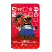 Anime Animal Crossing Resetti Amiibo Card
