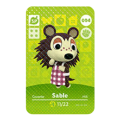 Anime Animal Crossing Sable Amiibo Card