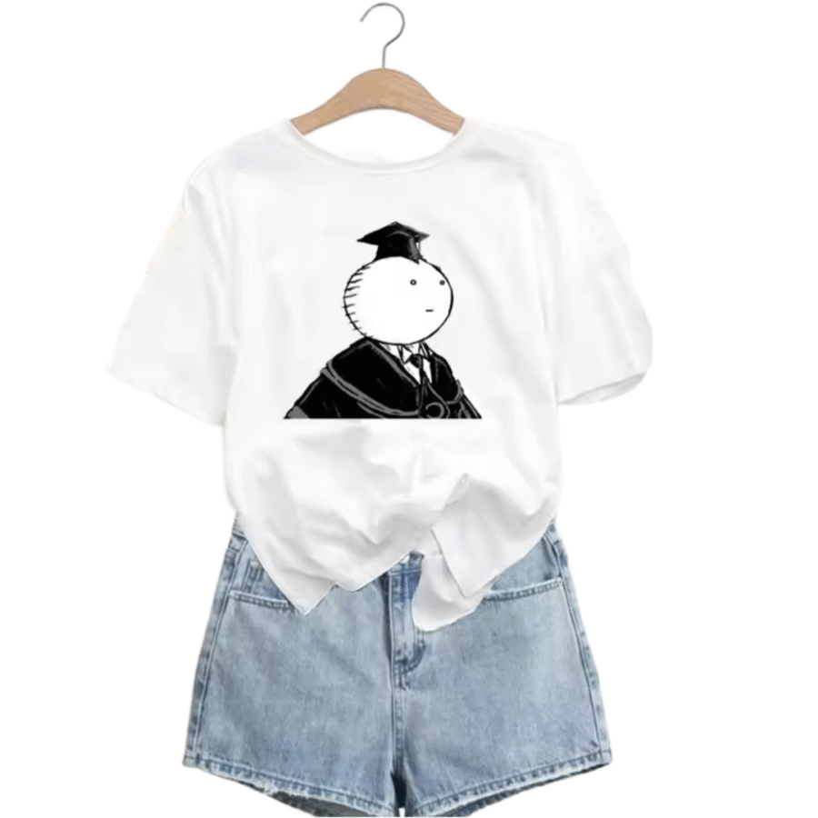 Anime Assassination Classroom Koro-sensei Printed White T-Shirt Anime Assassination Classroom Koro-sensei Printed White T-Shirt
