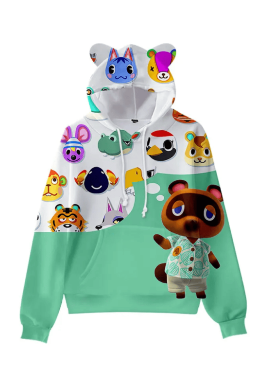 Animal Crossing Anime Characters 3D Printed Cat Ears Casual Hoodie