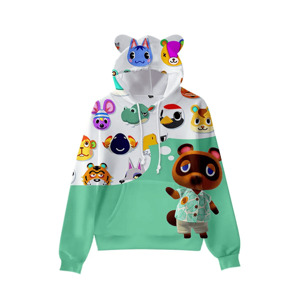 Animal Crossing Anime Characters 3D Printed Cat Ears Casual Hoodie Animal Crossing Anime Characters 3D Printed Cat Ears Casual Hoodie
