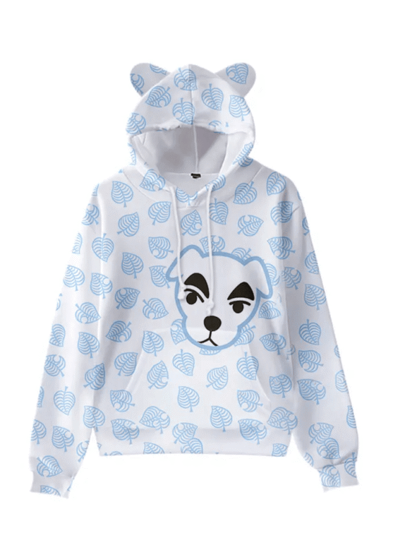 Anime Animal Crossing K.K. Slider Printed Cat Ears Casual Hoodie