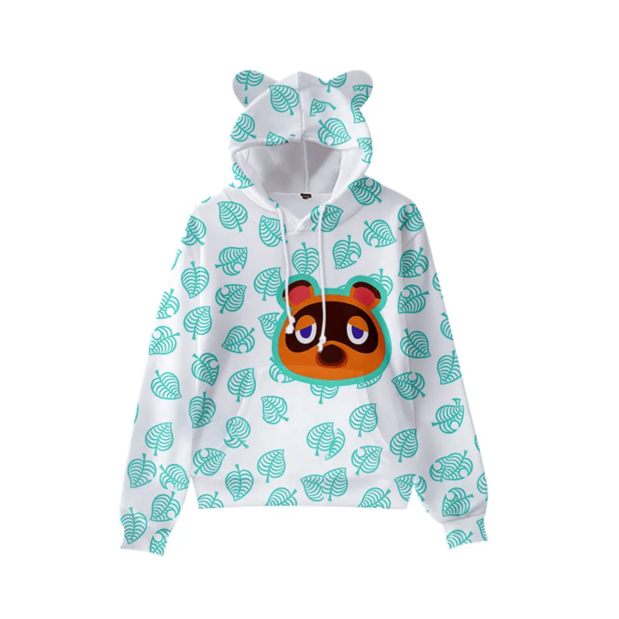 Anime Animal Crossing Tom Nook Printed Cat Ears Casual Hoodie