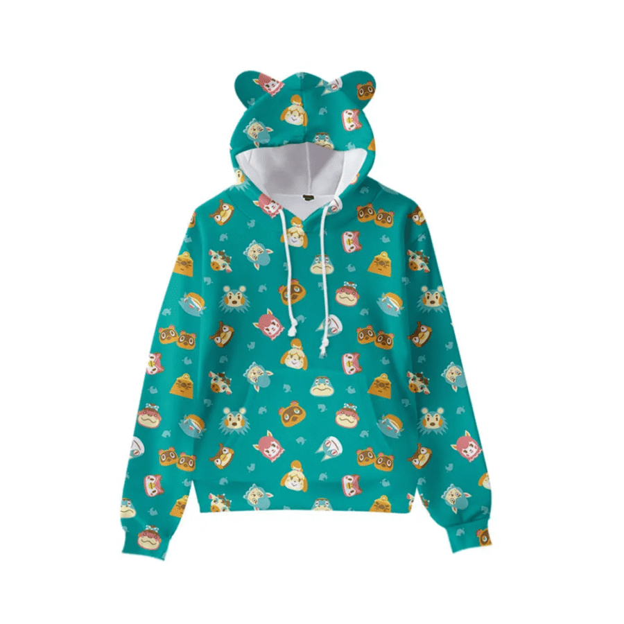 Crossing Anime Animal Characters 3D Printed Cat Ears Casual Hoodie Crossing Anime Animal Characters 3D Printed Cat Ears Casual Hoodie