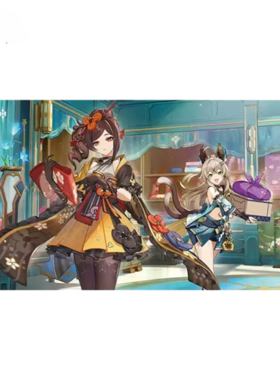 Anime Genshin Impact Chiori And Kirara Mouse Pad