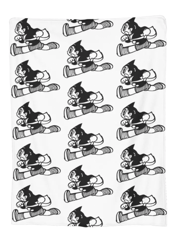 Anime Astro Boy Printed White Blanket