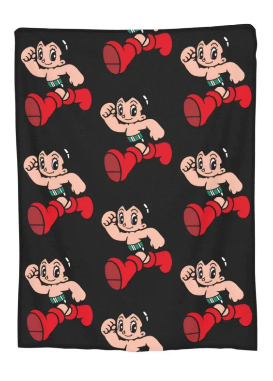 Anime Astro Boy Printed Black Blanket