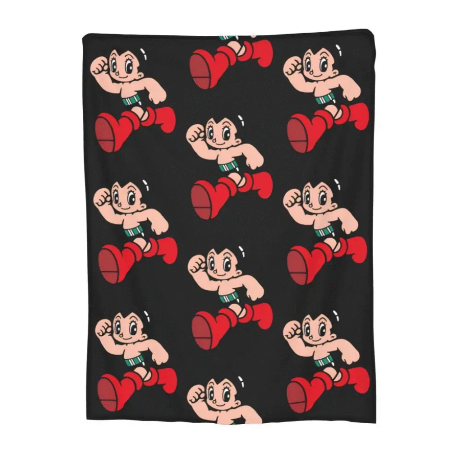 Anime Astro Boy Printed Black Blanket Anime Astro Boy Printed Black Blanket