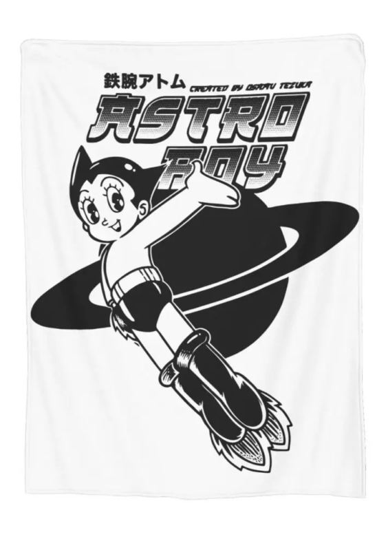Astro Boy Anime Printed White Blanket