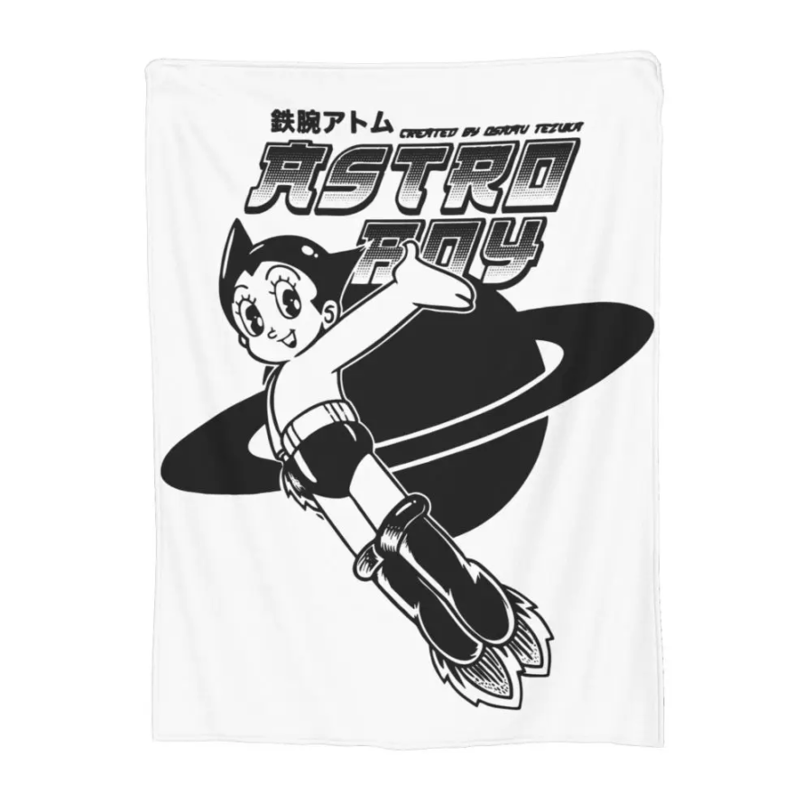 Astro Boy Anime Printed White Blanket