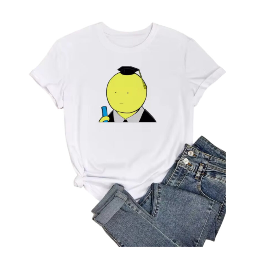 Assassination Classroom Anime Koro-Sensei White T-Shirt For Girls Assassination Classroom Anime Koro-Sensei White T-Shirt For Girls