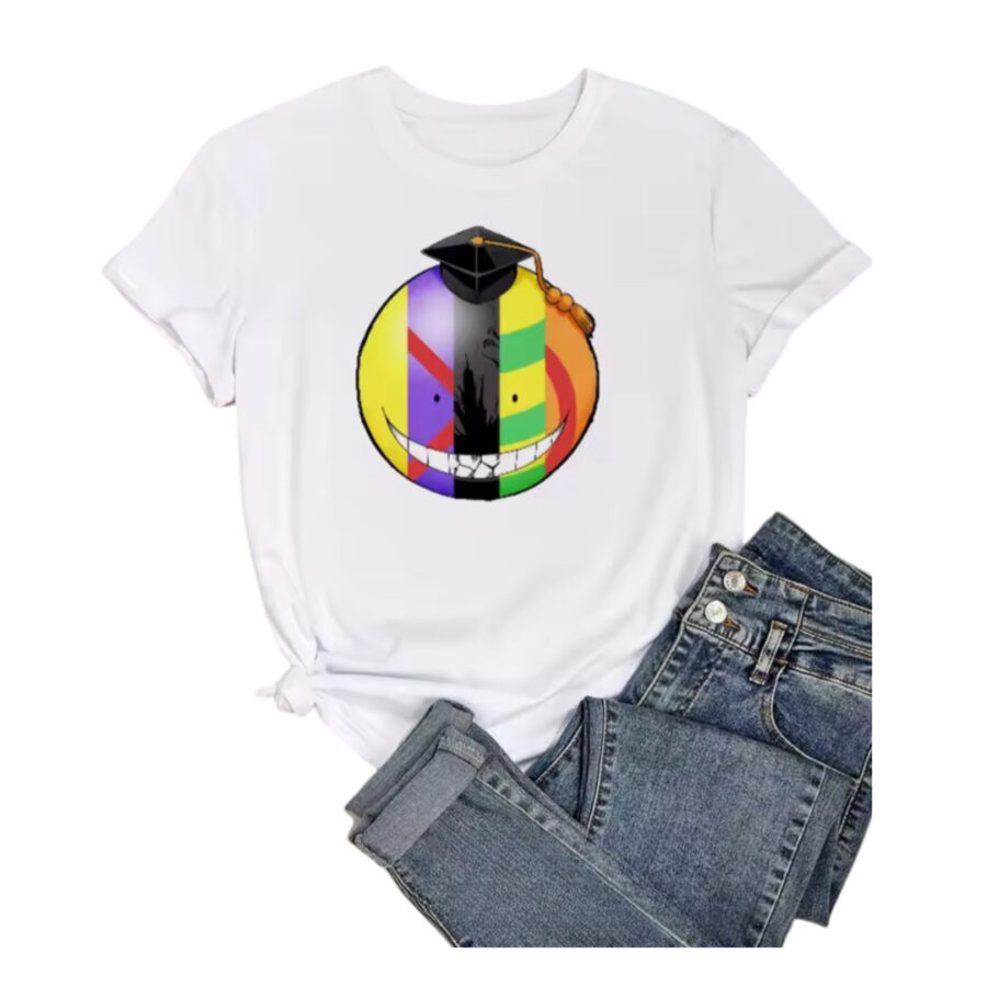 Anime Assassination Classroom Koro-Sensei Forms Printed White T-Shirt Anime Assassination Classroom Koro-Sensei Forms Printed White T-Shirt