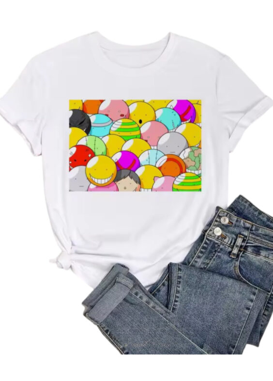 Anime Assassination Classroom Koro-Sensei Forms White T-Shirt For Girls