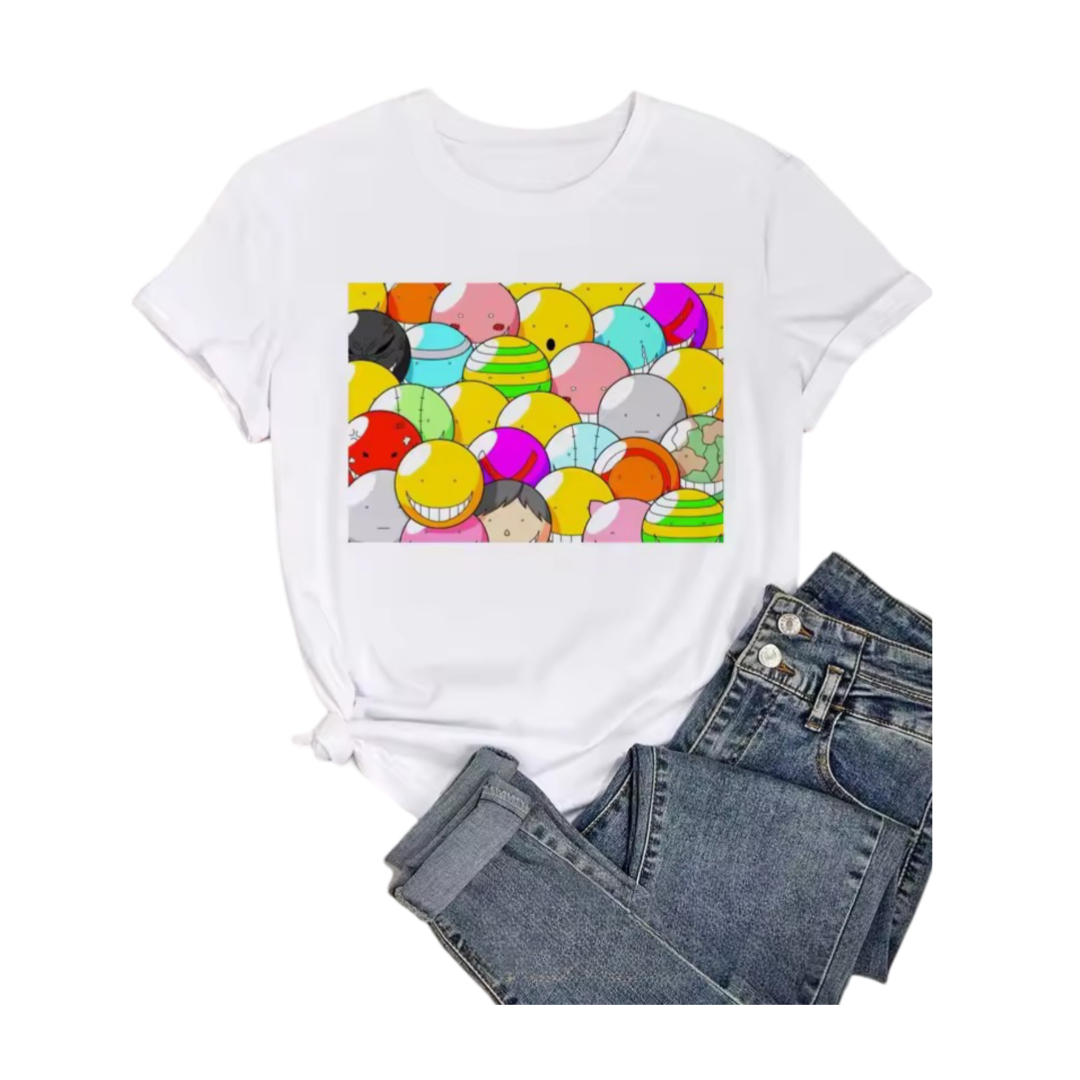 Anime Assassination Classroom Koro-Sensei Forms White T-Shirt For Girls Anime Assassination Classroom Koro-Sensei Forms White T-Shirt For Girls