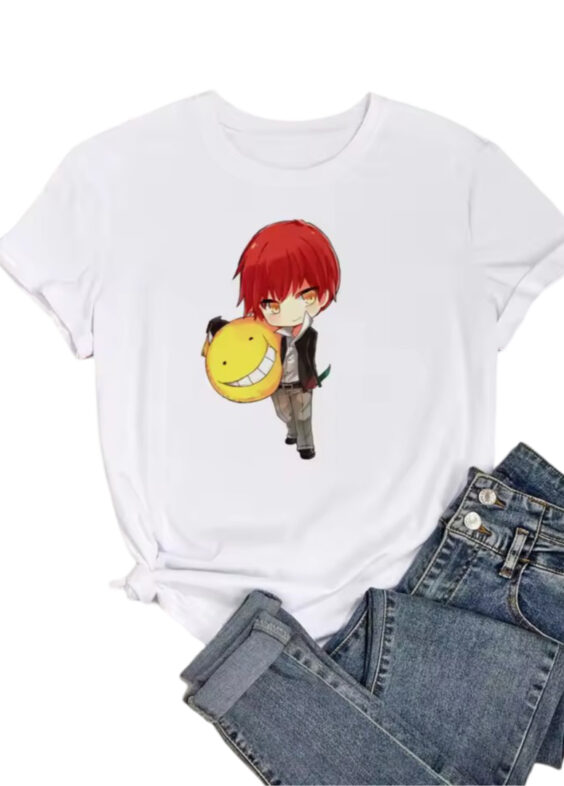 Anime Assassination Classroom Karma Akabane And Koro-Sensei White T-Shirt