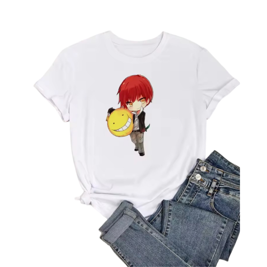Anime Assassination Classroom Karma Akabane And Koro-Sensei White T-Shirt Anime Assassination Classroom Karma Akabane And Koro-Sensei White T-Shirt