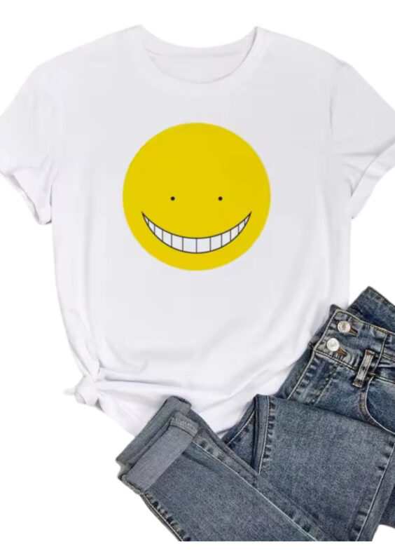 Anime Assassination Classroom Koro-Sensei Smiley Face White T-Shirt