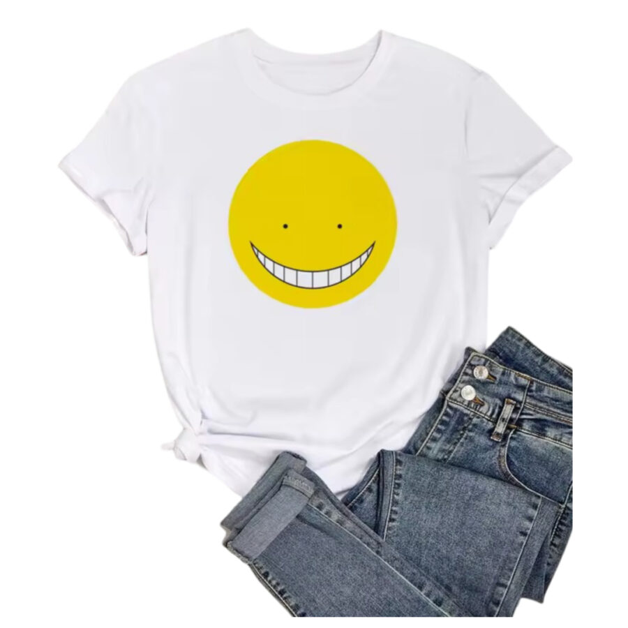 Anime Assassination Classroom Koro-Sensei Smiley Face White T-Shirt Anime Assassination Classroom Koro-Sensei Smiley Face White T-Shirt