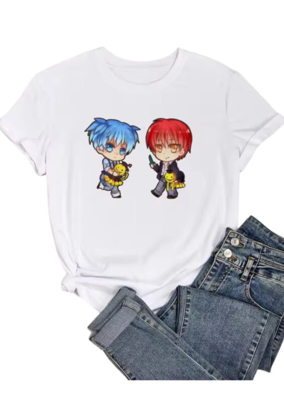 Anime Assassination Classroom Karma Akabane And Nagisa Shiota White T-Shirt