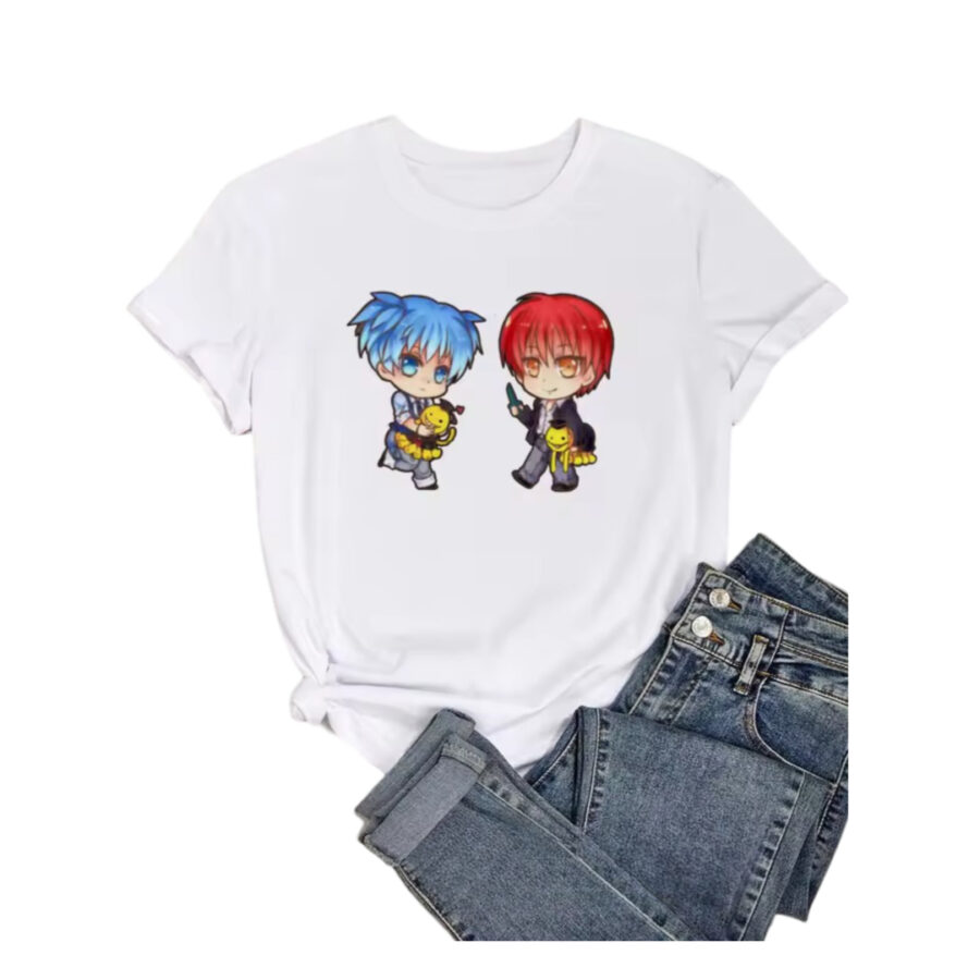 Anime Assassination Classroom Karma Akabane And Nagisa Shiota White T-Shirt Anime Assassination Classroom Karma Akabane And Nagisa Shiota White T-Shirt